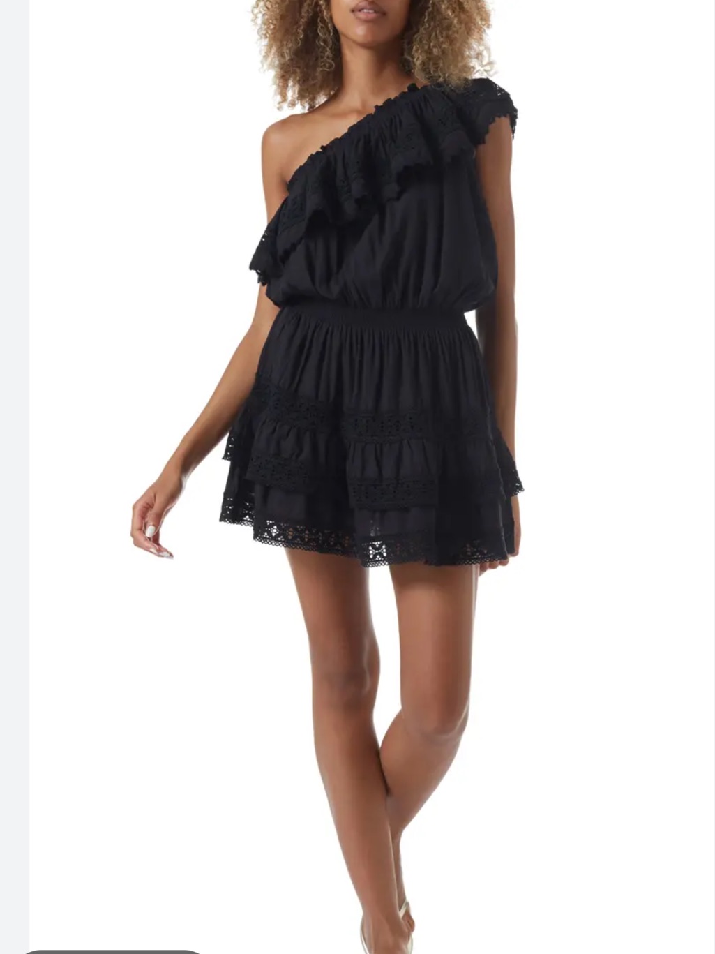 Melissa Odabash Black Strapless Ruffle Tiered Mini Dress Retail $205 Nwt